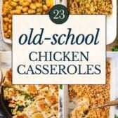 Collage image of old school chicken casseroles.
