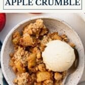 Apple crumble with a text title box at the top.