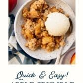 Apple crumble with a text title at the bottom.