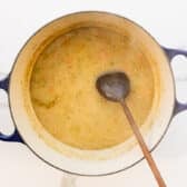 Simmering the soup.