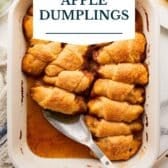 Crescent roll apple dumplings with a text title overlay.
