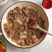 Browning the ground beef for a shepherd's pie filling.