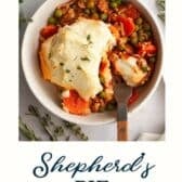 Easy shepherd's pie with a text title at the bottom.